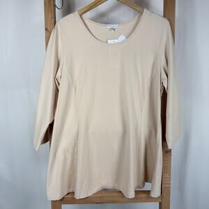 NWT Kleen Tan 3/4 Sleeve Scoop Neck Princess Seams Tunic Top #1221 1X